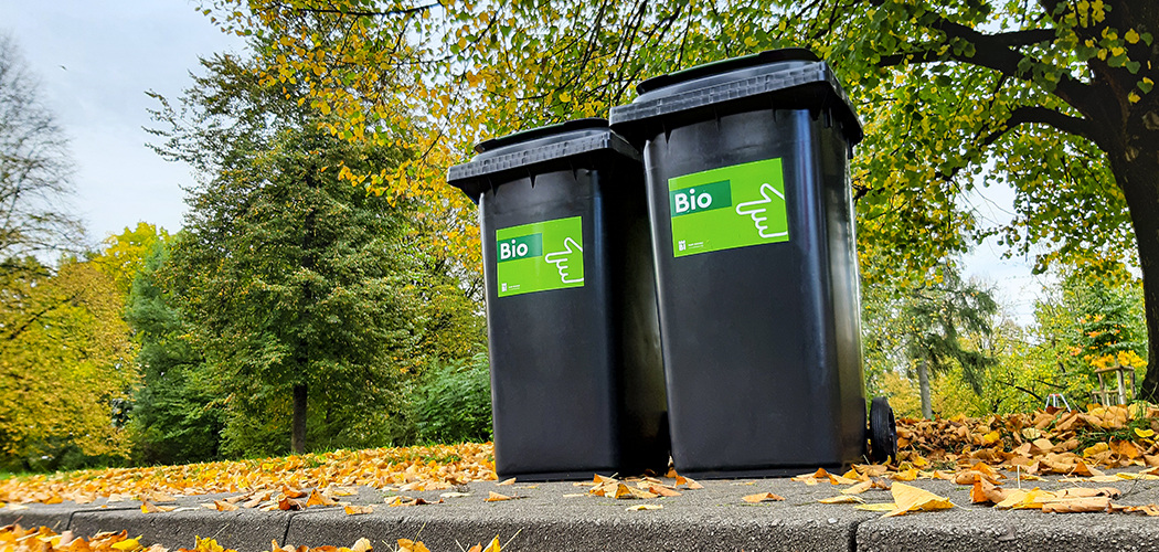 Zwei Bielefeld Biotonnen im Park Zwei Bielefeld Biotonnen im Park