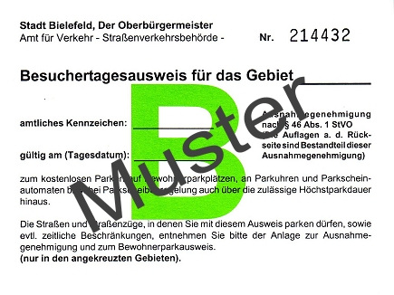 Besuchertagesausweis (Muster) | Besuchertagesausweis (Muster) Besuchertagesausweis (Muster)