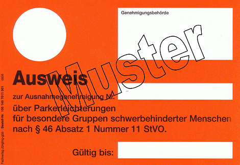 Behindertenparkausweis “light“ (Muster) | Behindertenparkausweis “light“ (Muster) Behindertenparkausweis “light“ (Muster)