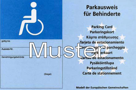 Parkausweis für Behinderte (Muster) | Parkausweis für Behinderte (Muster) Parkausweis für Behinderte (Muster)