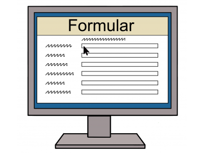 Grafik von einem Bildschirm auf dem ein Formular angezeigt wird.