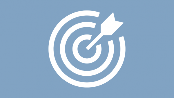 Icon Zielscheibe auf blauem Hintergrund