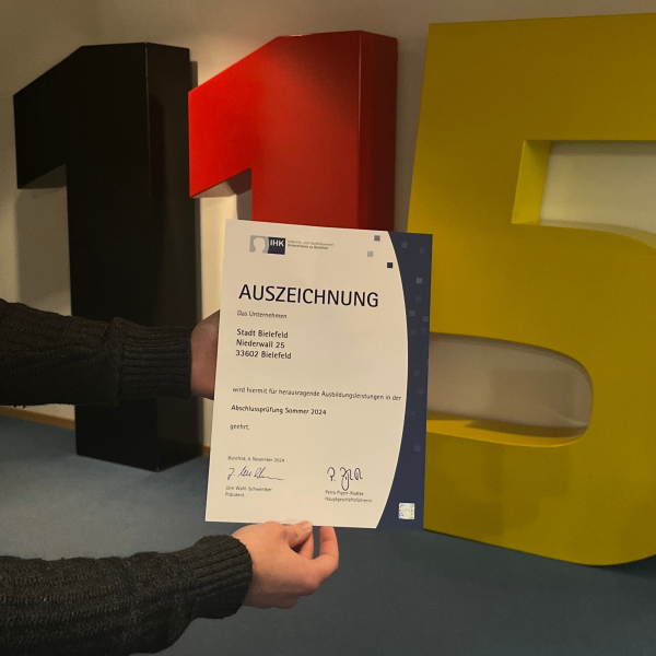 Auszeichnung IHK beste Ausbildungsleistung