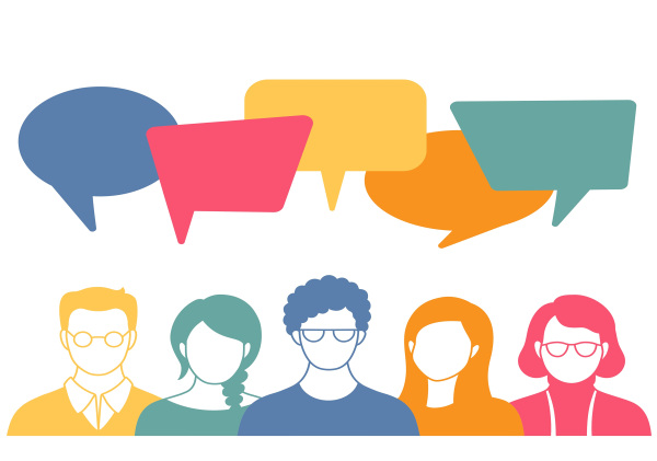 Menschen avataren mit Sprechblasen. Männer und Frauen, © PantherMedia/shotina