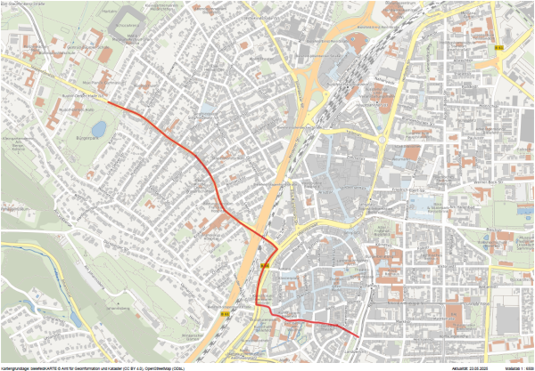 Der Streckenverlauf des Buskorsos von Arminia Bielefeld am 25. Mai 2025