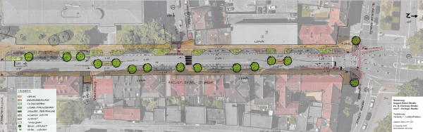 Die Variante 1 - Blatt zwei zeigt den weiteren Verlauf mit Parkplätzen und Bäumen. Foto: Stadt Bielefeld