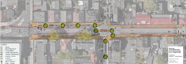 Der Lageplan zeigt den Vorentwurf der Variante 3 mit einem Schutzstreifen für den Radverkehr. Foto: Stadt Bielefeld