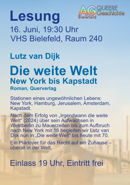 Plakat: Lesung Lutz van Dijk