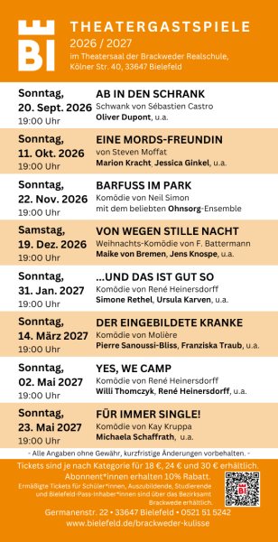 Programm Spielzeit 2026/2027 Brackweder Kulisse