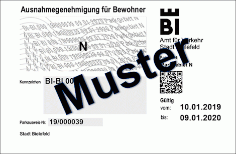 Muster Bewohnerparkausweis