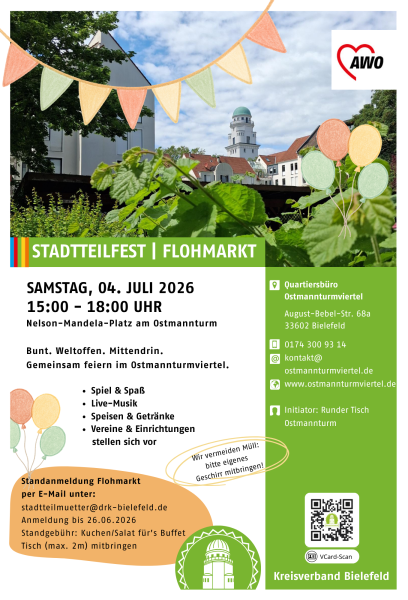 Flyer des Stadtteilfests mit allen Details, die auch hier genannt werden.