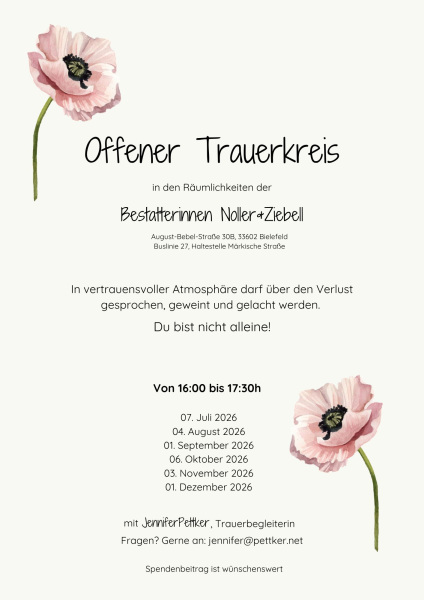 Einladung zum Trauerkreis. Zusammengefasste Informationen