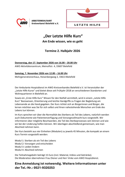 Einladung und Beschreibung des Kurses