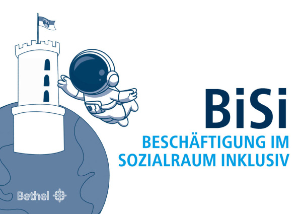 BiSi-Logo mit gezeichneten Astronaut und Sparrenburg