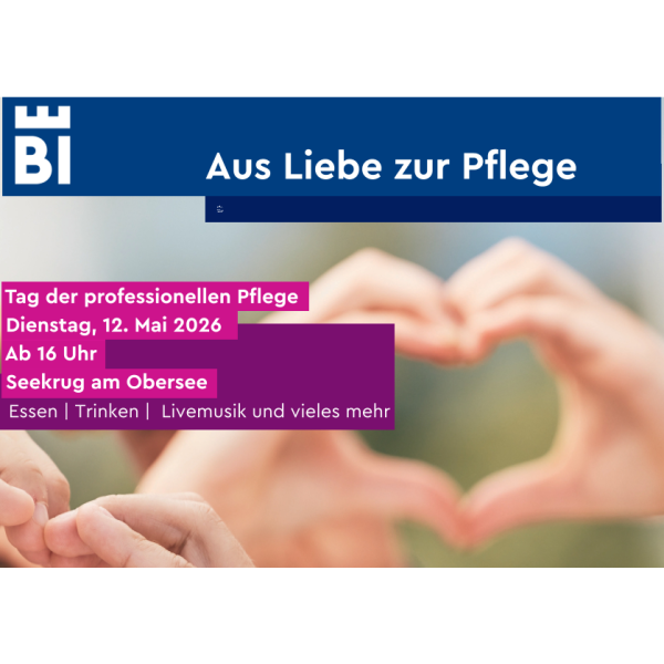 Ein Herz aus zwei Händen geformt mit der Überschrift: ein Fest für die Pflege