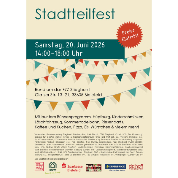 Buntes Plakat Stadtteilfest