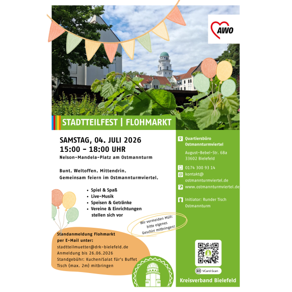 Flyer des Stadtteilfests mit allen Details, die auch hier genannt werden.