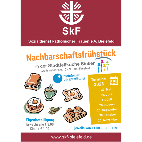 Plakat mit den Terminen für das Nachbarschaftsfrühstück
