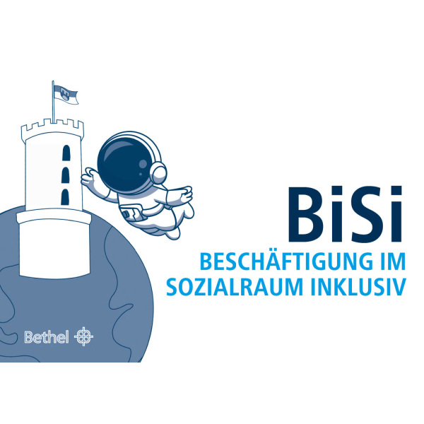 BiSi-Logo mit gezeichneten Astronaut und Sparrenburg