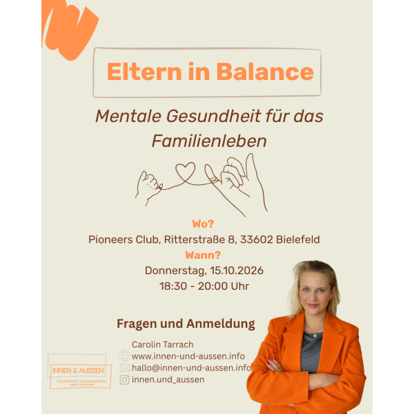 Flyer mit Infos und Foto von Frau
