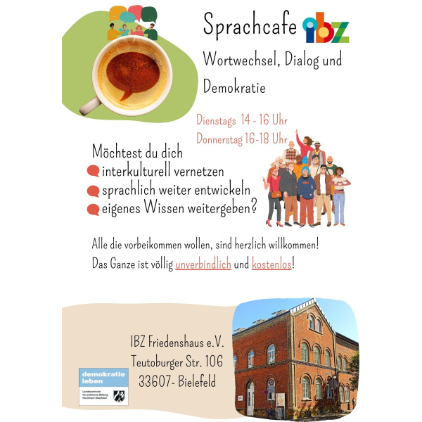 einBild von einer Kaffeetasse und das Gebäude von IBZ