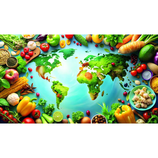 Unsere Welt umgeben von Obst und Gemüse