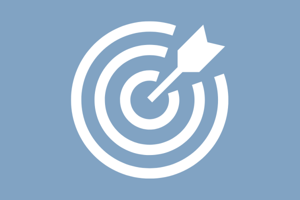 Icon Zielscheibe auf blauem Hintergrund