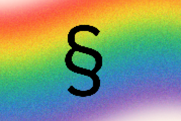 Paragraf auf Regenbogenhintergrund