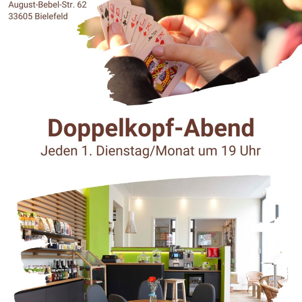 Plakat zum Doppelkopf-Abend im Welthaus Bielefeld