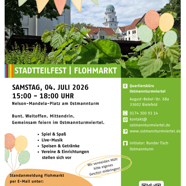 Flyer des Stadtteilfests mit allen Details, die auch hier genannt werden.