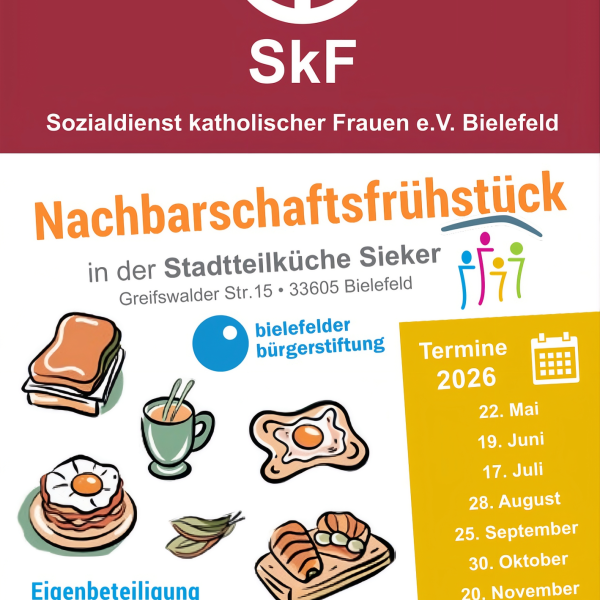 Plakat mit den Terminen für das Nachbarschaftsfrühstück