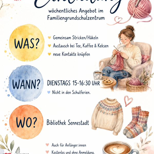 Info Flyer fürs Stricken und Häkeln
