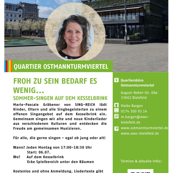 Offenes Sommer-Singen auf dem Kesselbrink in Bielefeld – montags, kostenlos und ohne Anmeldung.