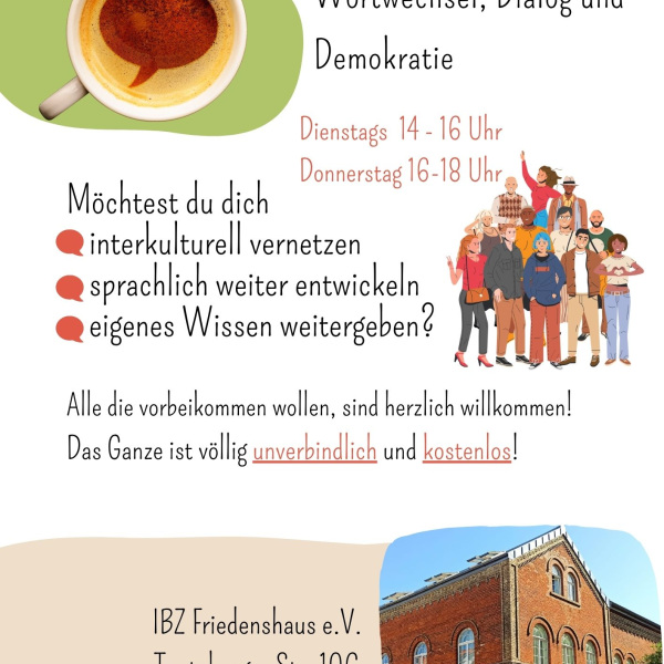 einBild von einer Kaffeetasse und das Gebäude von IBZ