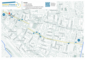 Karte mit den Maßnahmen der zweiten Testphase der Fahrradstraße Ehlentruper Weg - Rohrteichstraße
